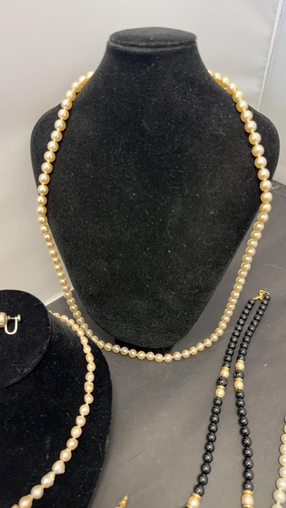 5) PEARL & BEAD NECKLACES WITH MATCHING EARRINGS