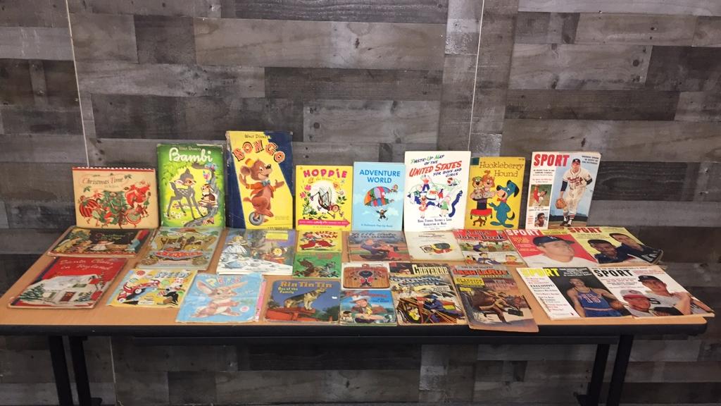 VINTAGE DISNEY & KIDS BOOKS & "SPORT" MAGAZINES