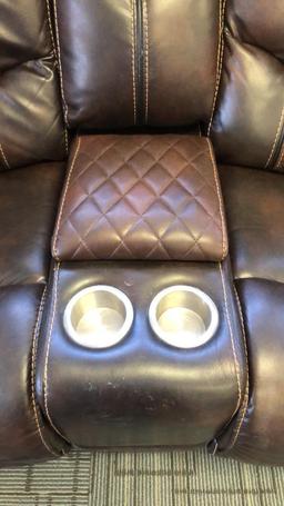 BROWN DOUBLE RECLINING SOFA