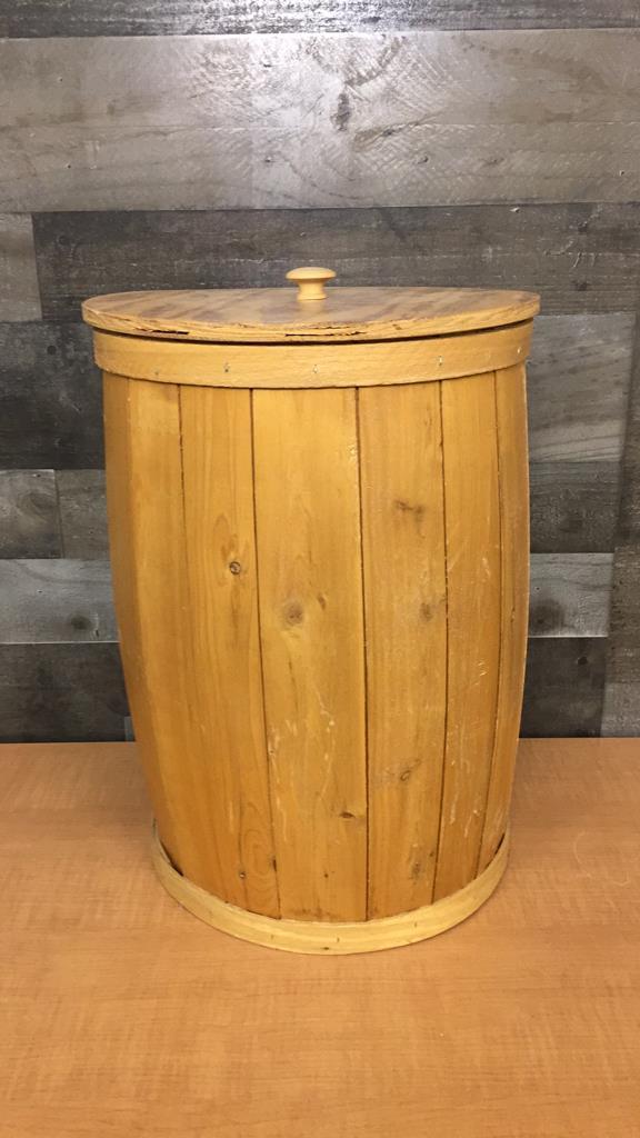 WOOD BARREL WITH LID