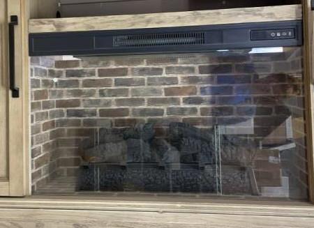 ALLEN + ROTH GRAY TV STAND WITH ELECTRIC FIREPLACE