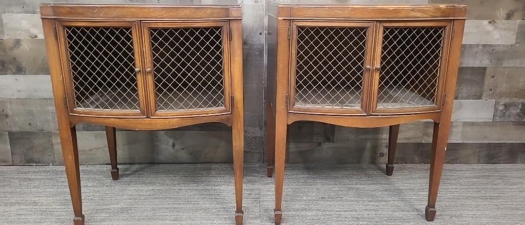 VINTAGE LENTZ TABLE CO MAHOGANY LATTICE END TABLES