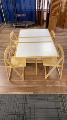 ROLLING DROP LEAF DINING TABLE W CHAIRS & STORAGE