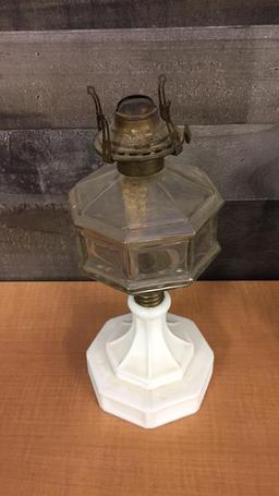 ANTIQUE BRASS AND GLASS OIL LAMPS & LANTERN