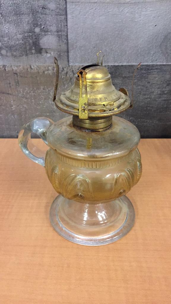 ANTIQUE BRASS AND GLASS OIL LAMPS & LANTERN