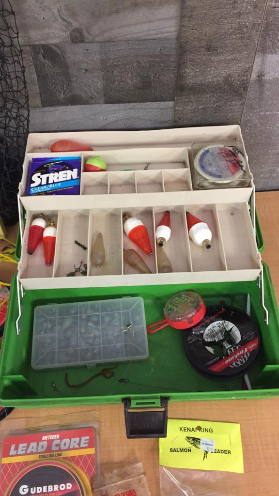 FISHING BOX, TACKLE, & FISHING NET