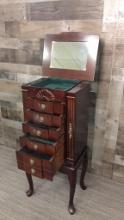 STANDING JEWELRY ARMOIRE WITH MIRROR
