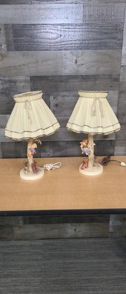 M.I. HUMMEL FIGURINE LAMPS: "OUT OF DANGER" & MORE