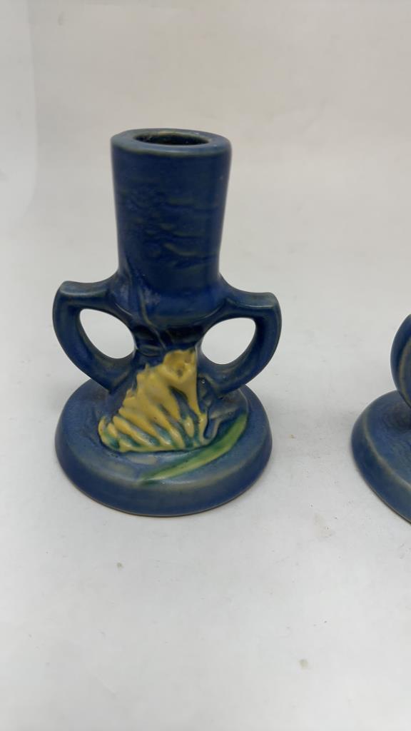 ROSEVILLE POTTERY "FREESIA" CANDLESTICK HOLDERS