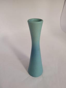 VAN BRIGGLE OMBRE MING BLUE HOURGLASS BUD VASE