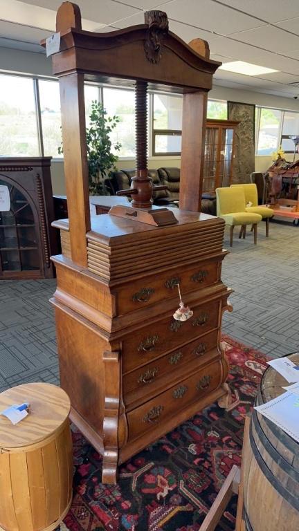 1890s VICTORIAN LINEN PRESS CABINET