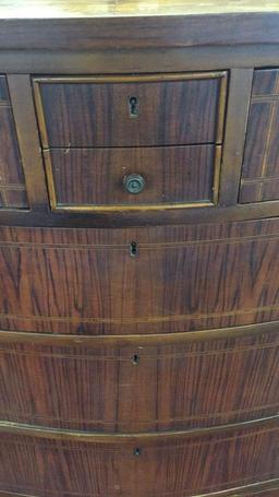 INLAID WOOD CHEST OF DRAWERS W MIRROR