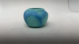 VAN BRIGGLE MING BLUE SMALL FLORAL VASE