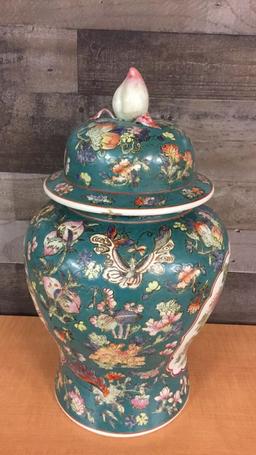 ANTIQUE CHINESE PAINTED IMPERIAL FAMILY GINGER JAR