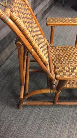 VICTORIAN COLONIAL BAMBOO & CANE STEAMER CHAIR