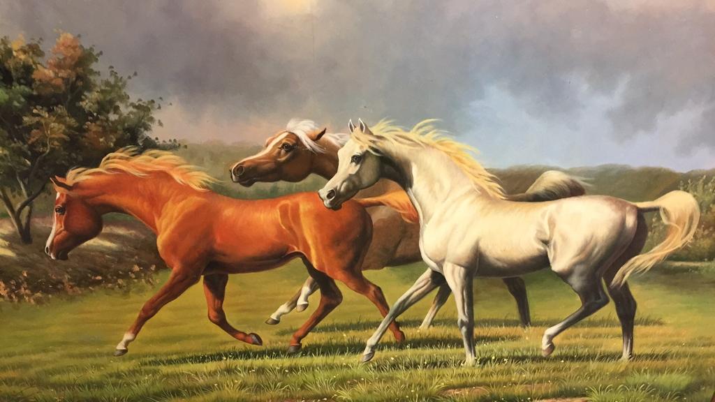 OIL PAINTING OF HORSES BY SPENCER