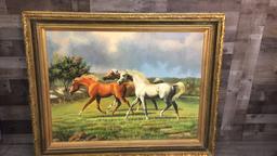 OIL PAINTING OF HORSES BY SPENCER