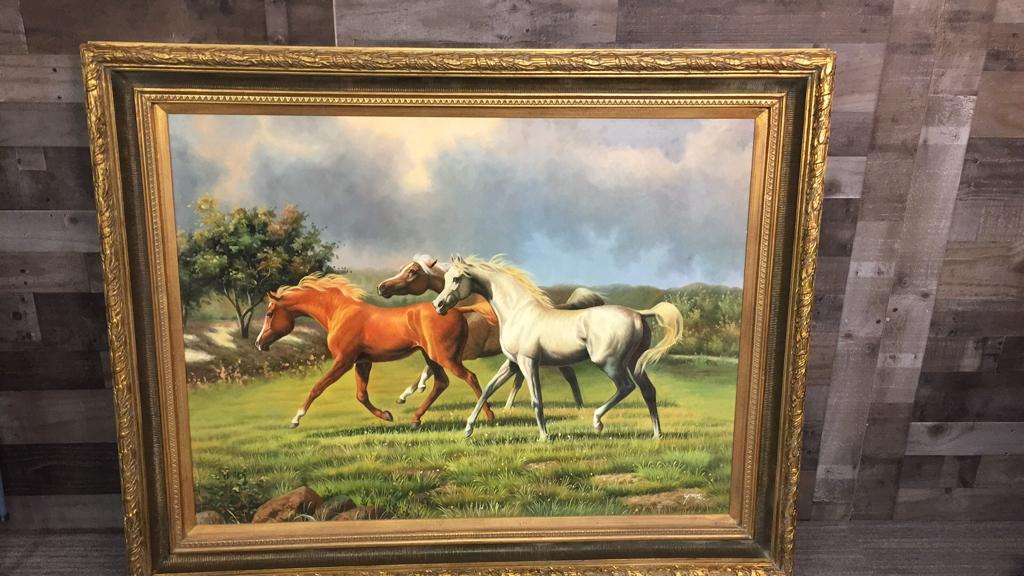 OIL PAINTING OF HORSES BY SPENCER