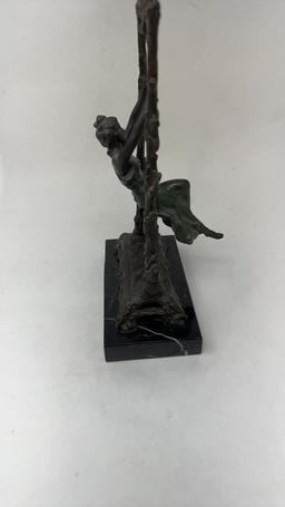 AUGUSTE MOREAU BRONZE "GIRL ON SWING" SCULPTURE