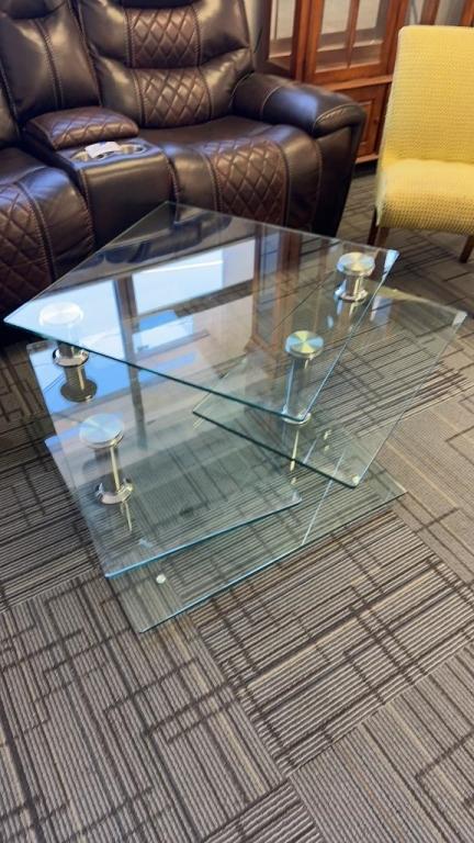 RAYMOUR & FLANIGAN VECTOR GLASS COFFEE TABLE