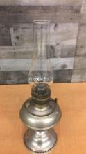 1904 PAT' METAL OIL/KEROSENE LAMP WITH CHIMNEY