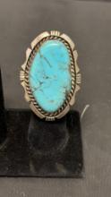 NATIVE AMERICAN TURUOISE & STERLING RING 35G.