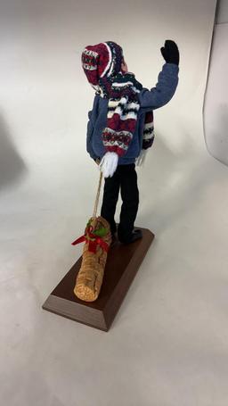 SIMPICH CHARACTER DOLL "BOY WITH YULE LOG" & TREE