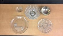 DECORATIVE GLASS & SILVER PLATED SERVING WARE