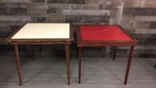 VTG FERGUSON BROS WOOD & VINYL FOLDING CARD TABLE+