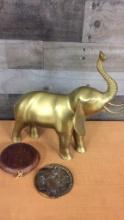 BRASS ELEPHANT & PHARAOH MEDALLION DECOR