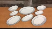 NORITAKE CHINA "DAMASK" OVAL SERVING DISH 8PC SET