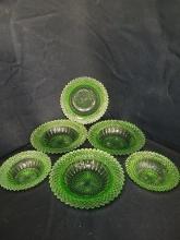 6) ANCHOR HOCKING MISS AMERICA URANIUM GLASS BOWLS