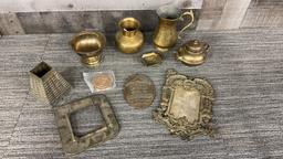 BRASS VASES, COLLANDER, PHOTO FRAME & MORE