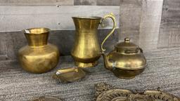 BRASS VASES, COLLANDER, PHOTO FRAME & MORE