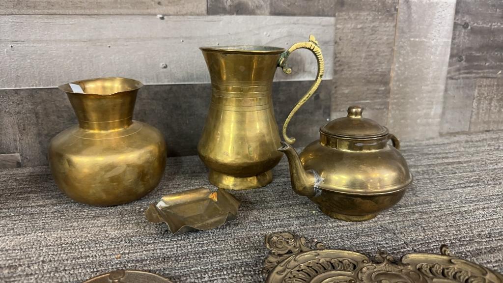 BRASS VASES, COLLANDER, PHOTO FRAME & MORE