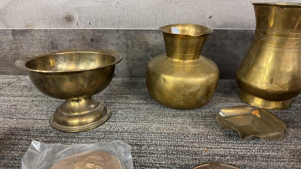 BRASS VASES, COLLANDER, PHOTO FRAME & MORE