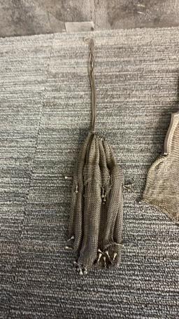 ANTIQUE WHITING & DAVIS CO MESH BAG & CINCH POUCH