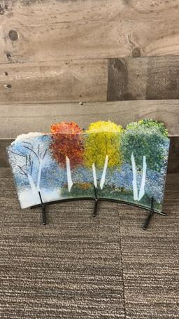 4 SEASONS CURVED FUSED GLASS ART