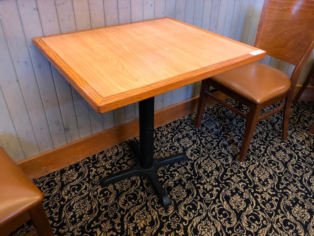 30"x27" Small Rectangle Table - Laminated Top, Iron Base, Wood Trim