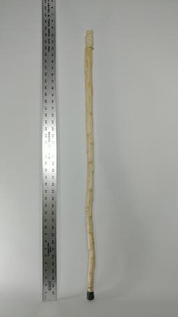 Figural Carved Tusk or Bone Asian Man with Bird Cane