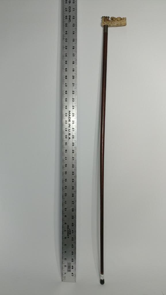Neat Squirrel and Acorn L-Shaped Cane with Silver Collar