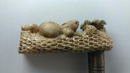Neat Squirrel and Acorn L-Shaped Cane with Silver Collar