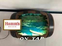 Hamm's On Tap Beer Keg Lighted Sign w/ Canoe