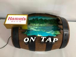 Hamm's On Tap Beer Keg Lighted Sign w/ Canoe