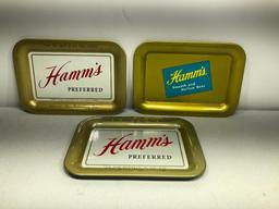Lot of 3 Hamm's Preferred Beer Tip Trays, Metal, Smooth &Mellow