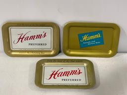 Lot of 3 Hamm's Preferred Beer Tip Trays, Metal, Smooth &Mellow