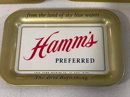 Lot of 3 Hamm's Preferred Beer Tip Trays, Metal, Smooth &Mellow