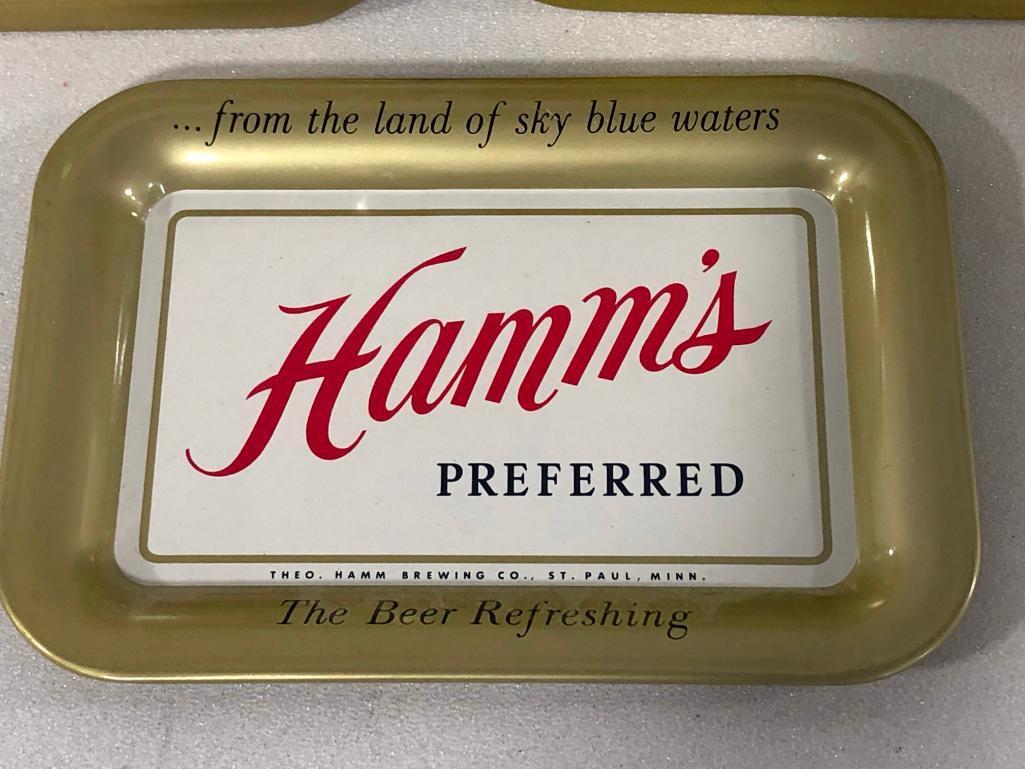 Lot of 3 Hamm's Preferred Beer Tip Trays, Metal, Smooth &Mellow