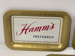 Lot of 3 Hamm's Preferred Beer Tip Trays, Metal, Smooth &Mellow