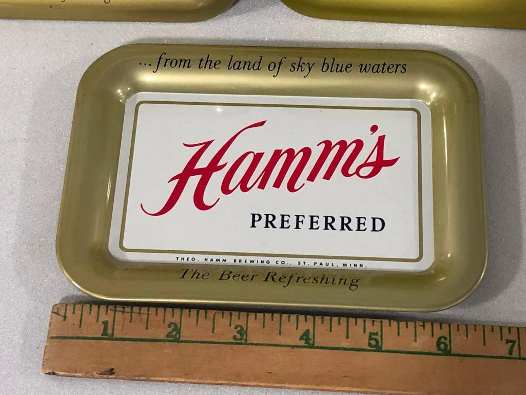 Lot of 3 Hamm's Preferred Beer Tip Trays, Metal, Smooth &Mellow